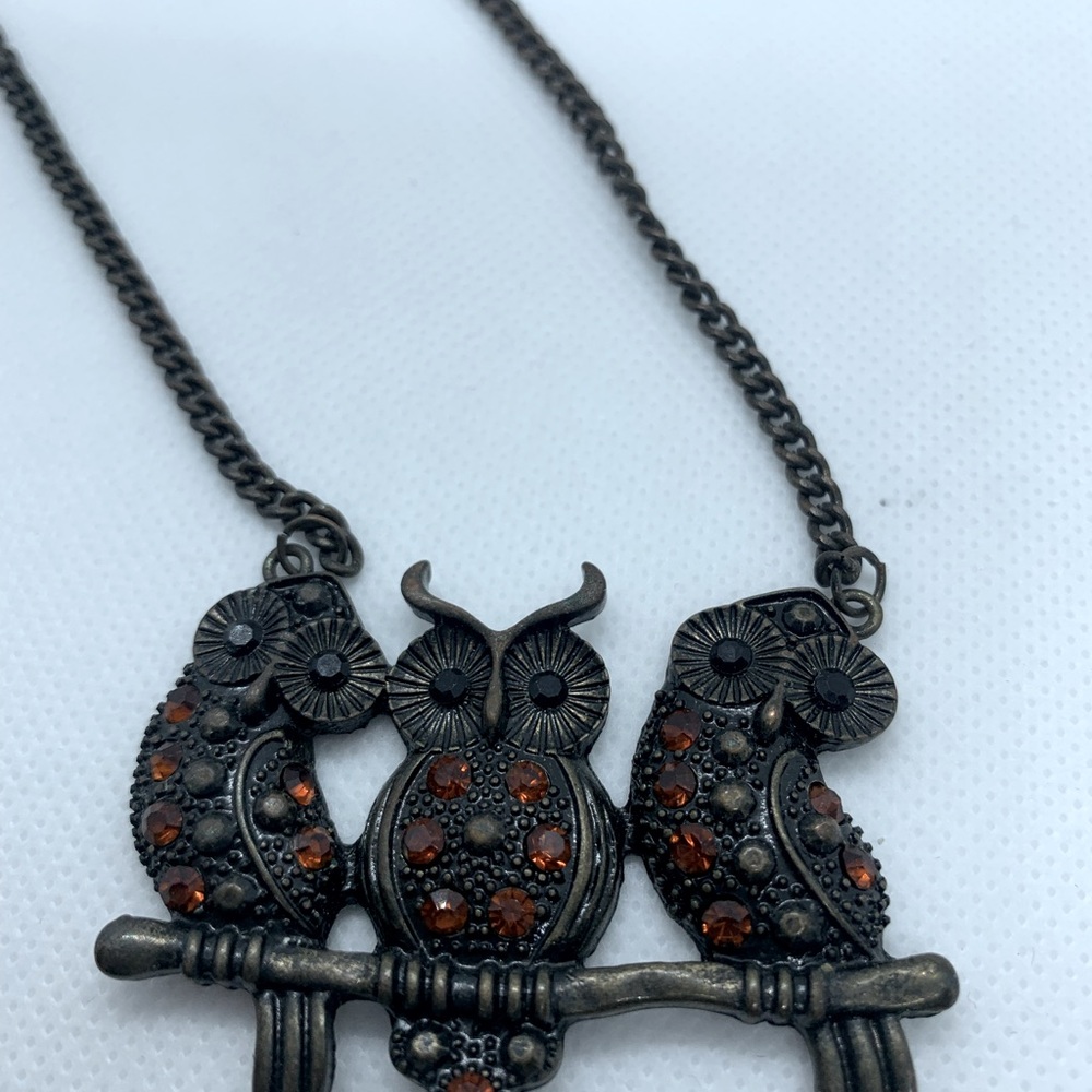 Vintage triple owl necklace